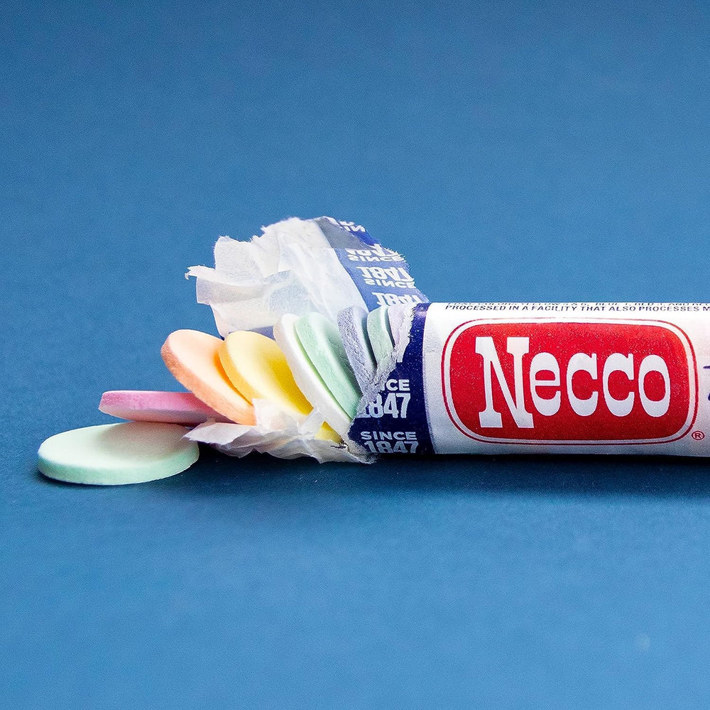 Necco wafers on a tabletop at a party conveying sharing and fun