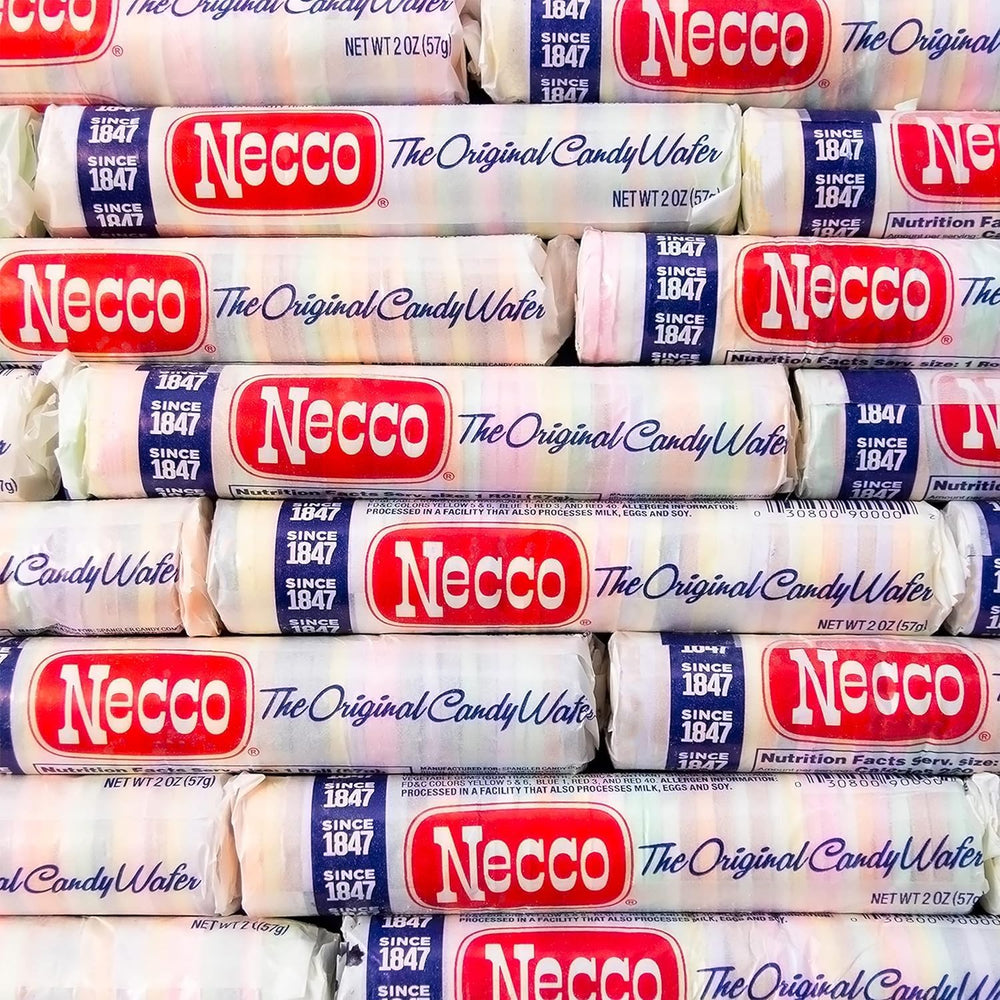 Necco roll opened with individual wafers visible and ready to eat