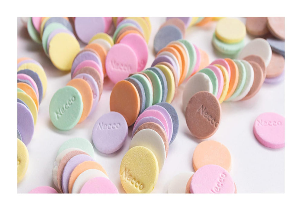 Necco wafers served on ice cream for topping and dessert garnish