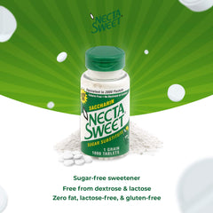 Necta Sweet tablet close-up texture, view of compact uniform tablets benefit