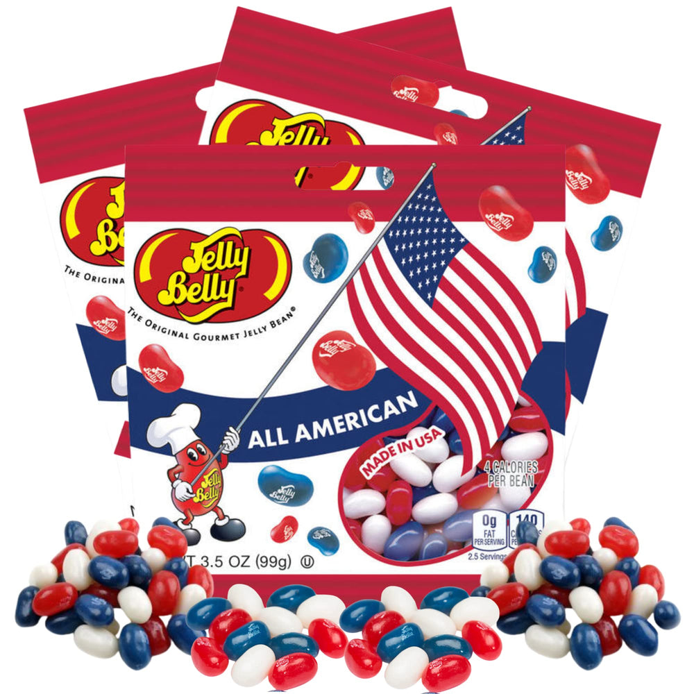 Needzo front packaging showing red white and blue jelly beans and gifting convenience