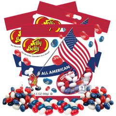 Needzo front packaging showing red white and blue jelly beans and gifting convenience