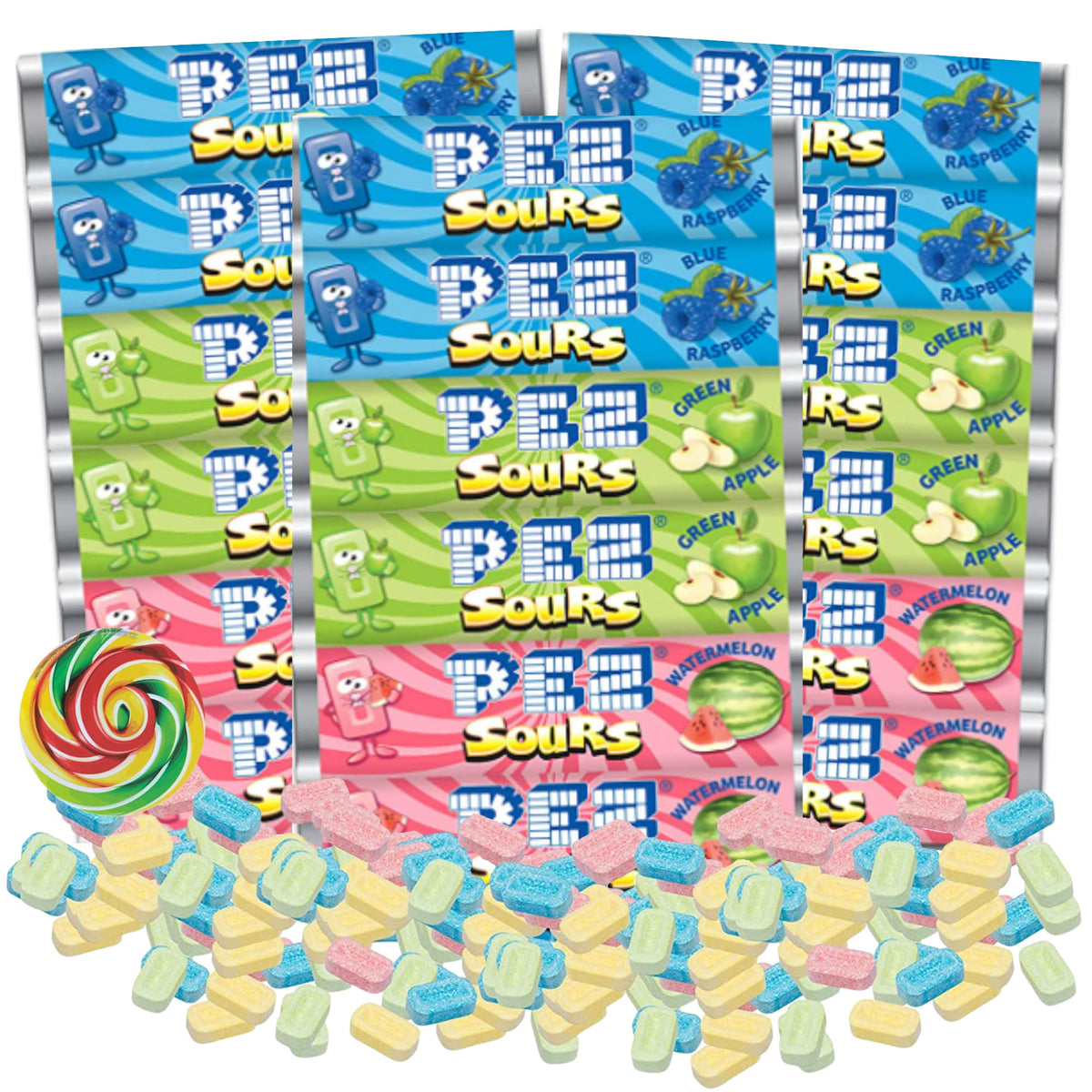 Needzo front packaging showing three PEZ sleeves and accessory, clear gift-ready presentation