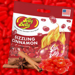 Needzo open bag with sizzling cinnamon jelly beans spilling out for instant snackability