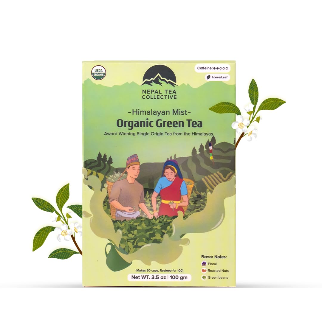 Nepal Tea front packaging showing 100g tin and clear labeling benefit freshness