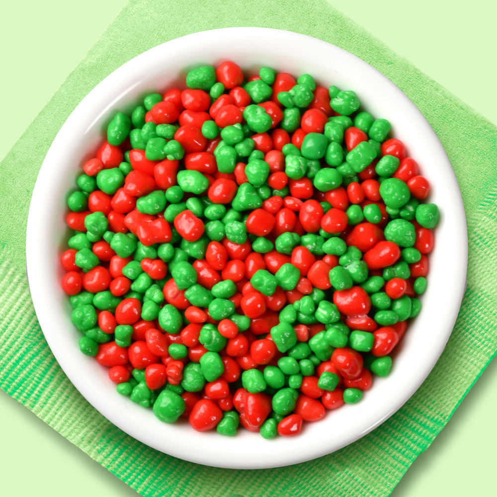 NERDS close-up of crunchy watermelon and wild cherry crystals highlighting texture and tang