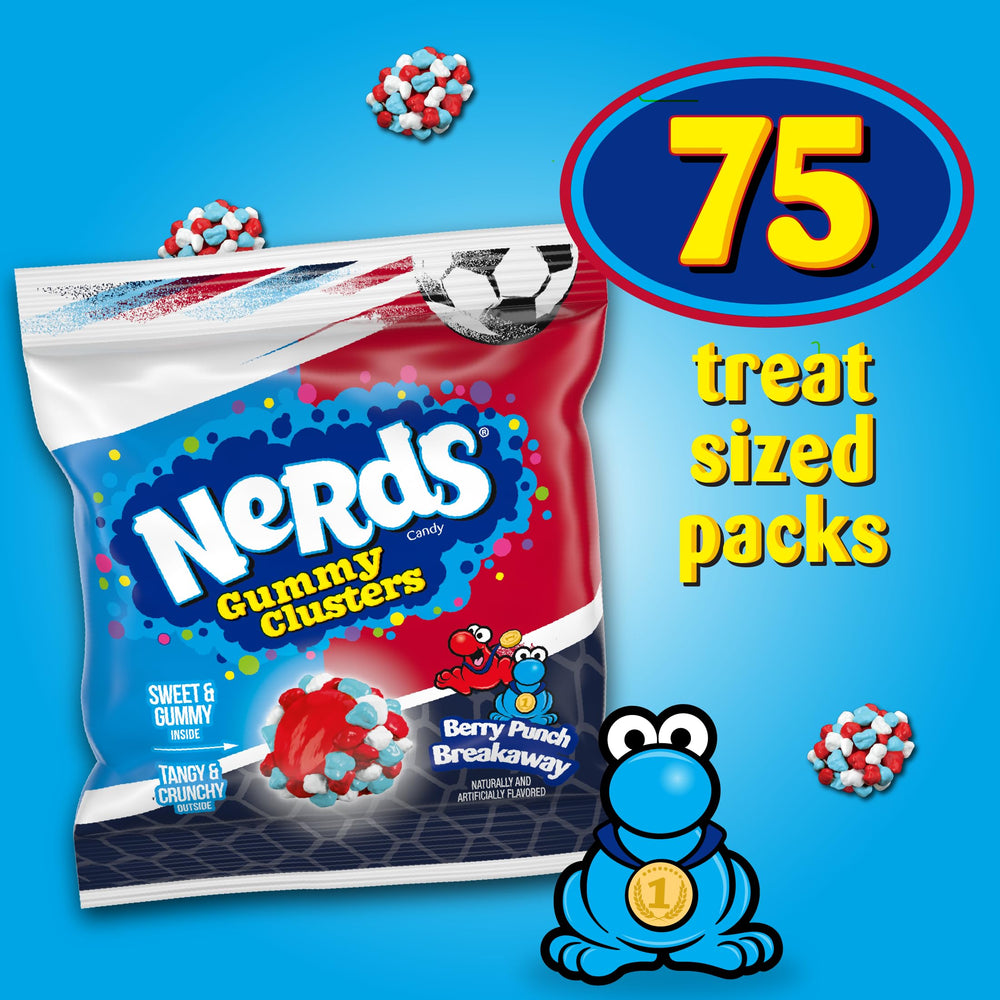 NERDS gummy clusters close-up of crunchy candy texture showing vibrant color and crunch