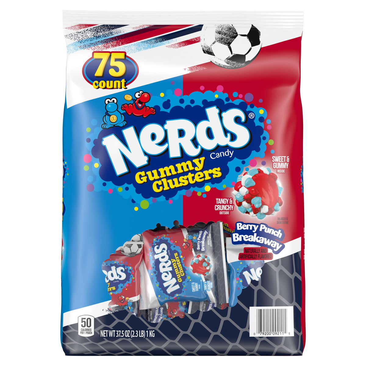NERDS gummy clusters front packaging showing jar and branding for easy identification