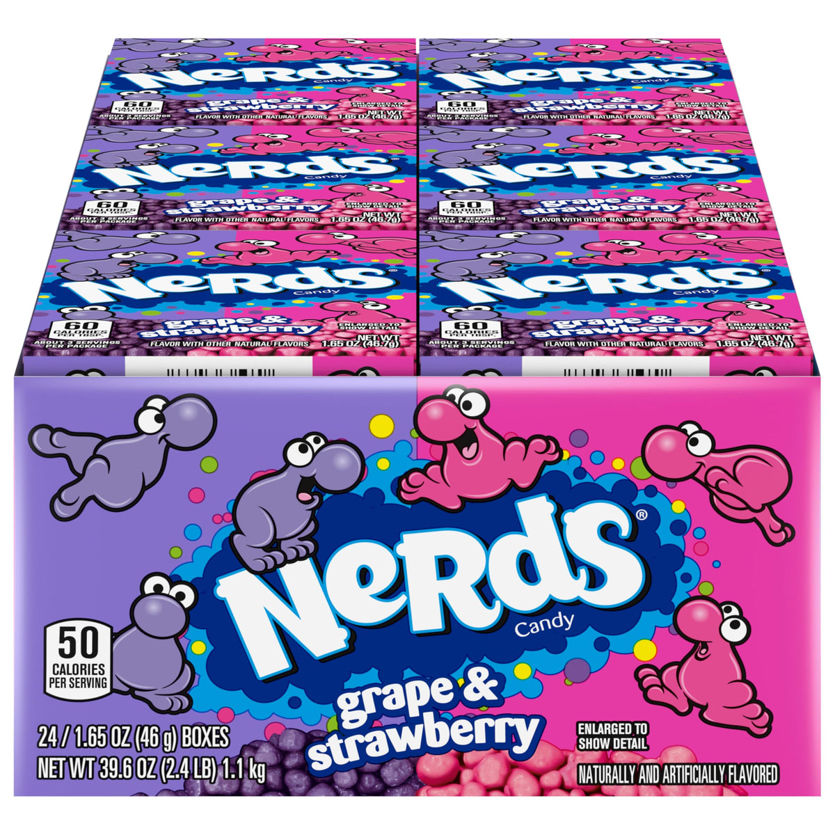 Nerds front packaging showing dual flavors and convenience for snacking