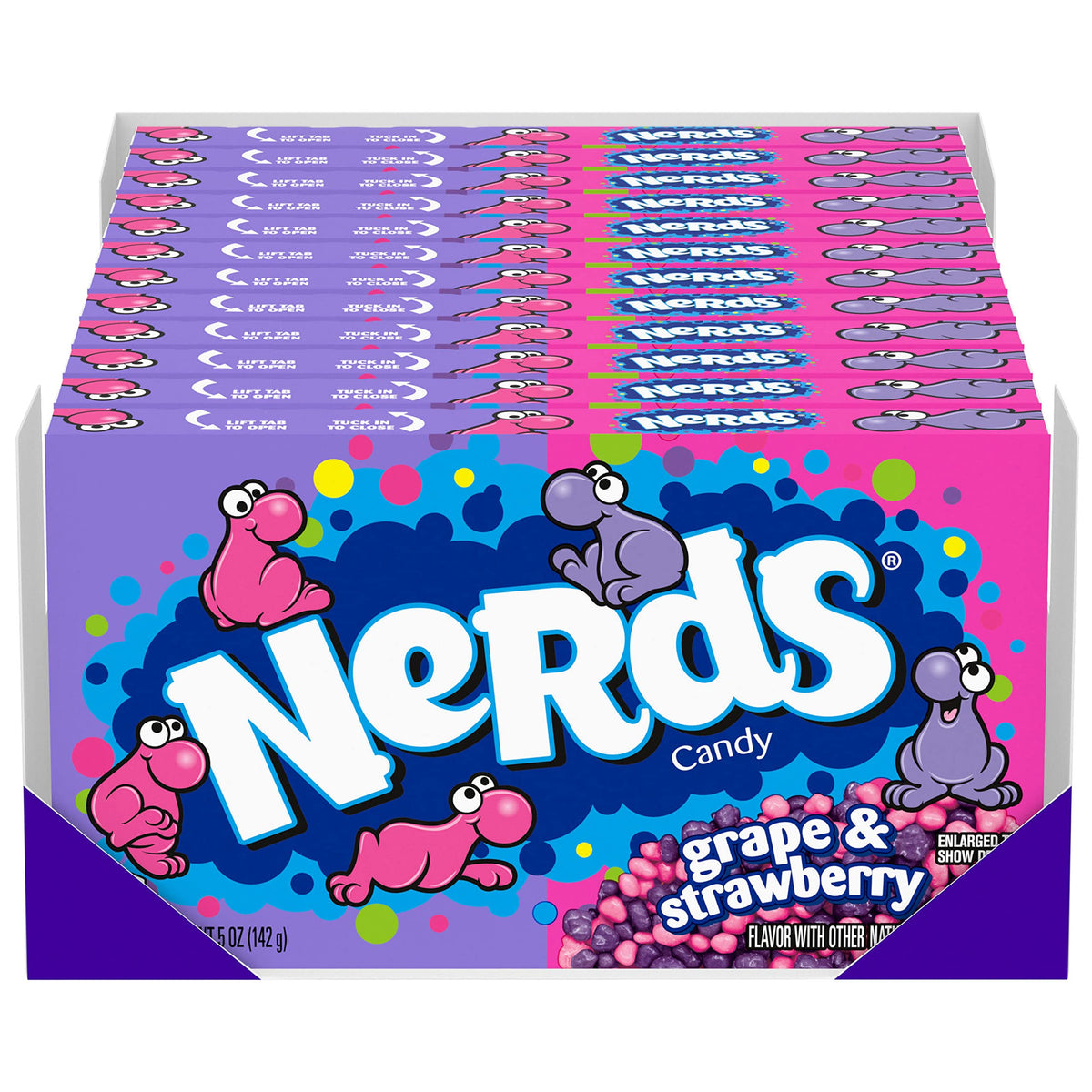 Nerds theater box front showing branding and colorful design for easy recognition