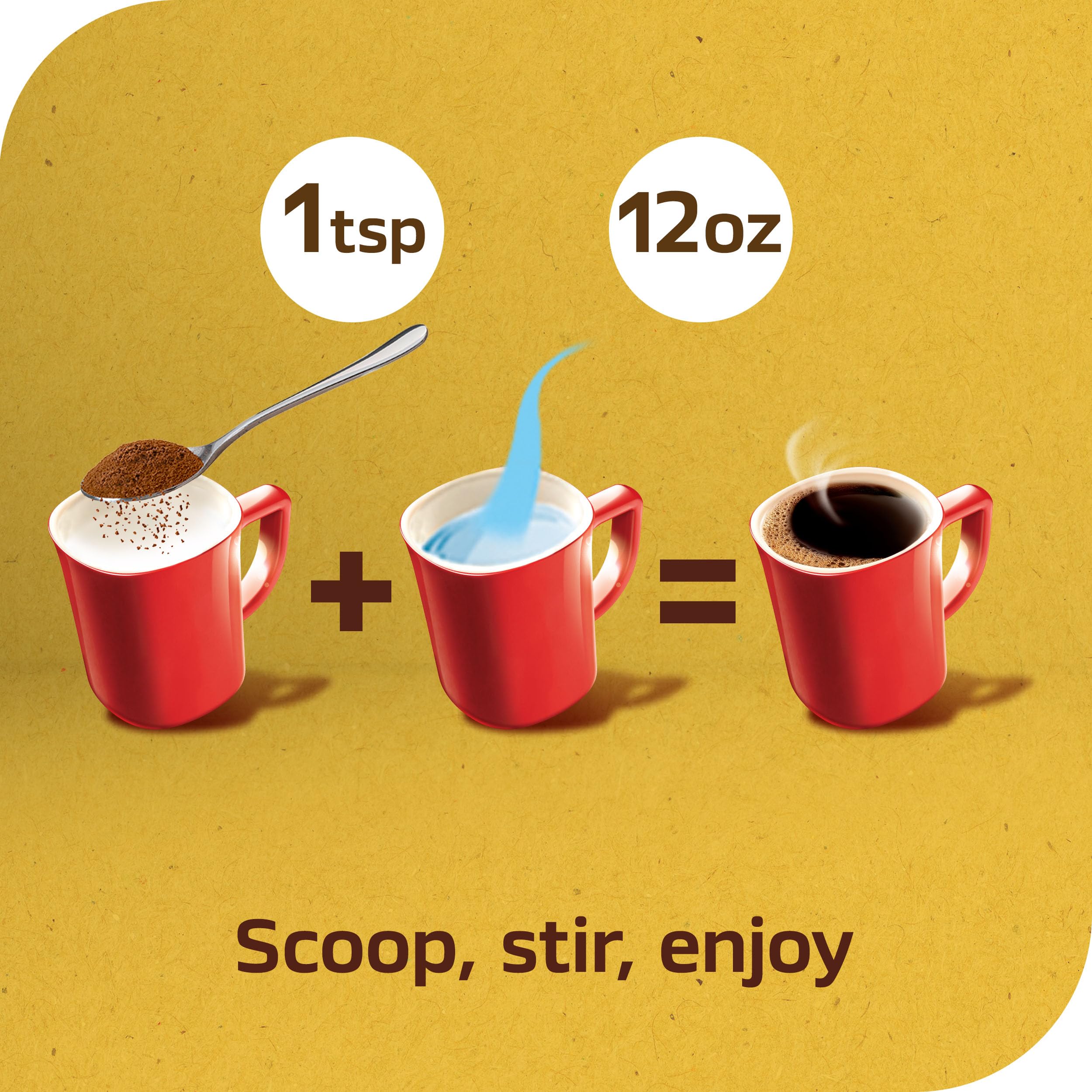 Nescafé scoop of instant coffee powder emphasizing easy portioning benefit