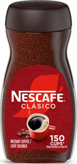 nescafe jar front showing label and bold roast, convenient instant coffee