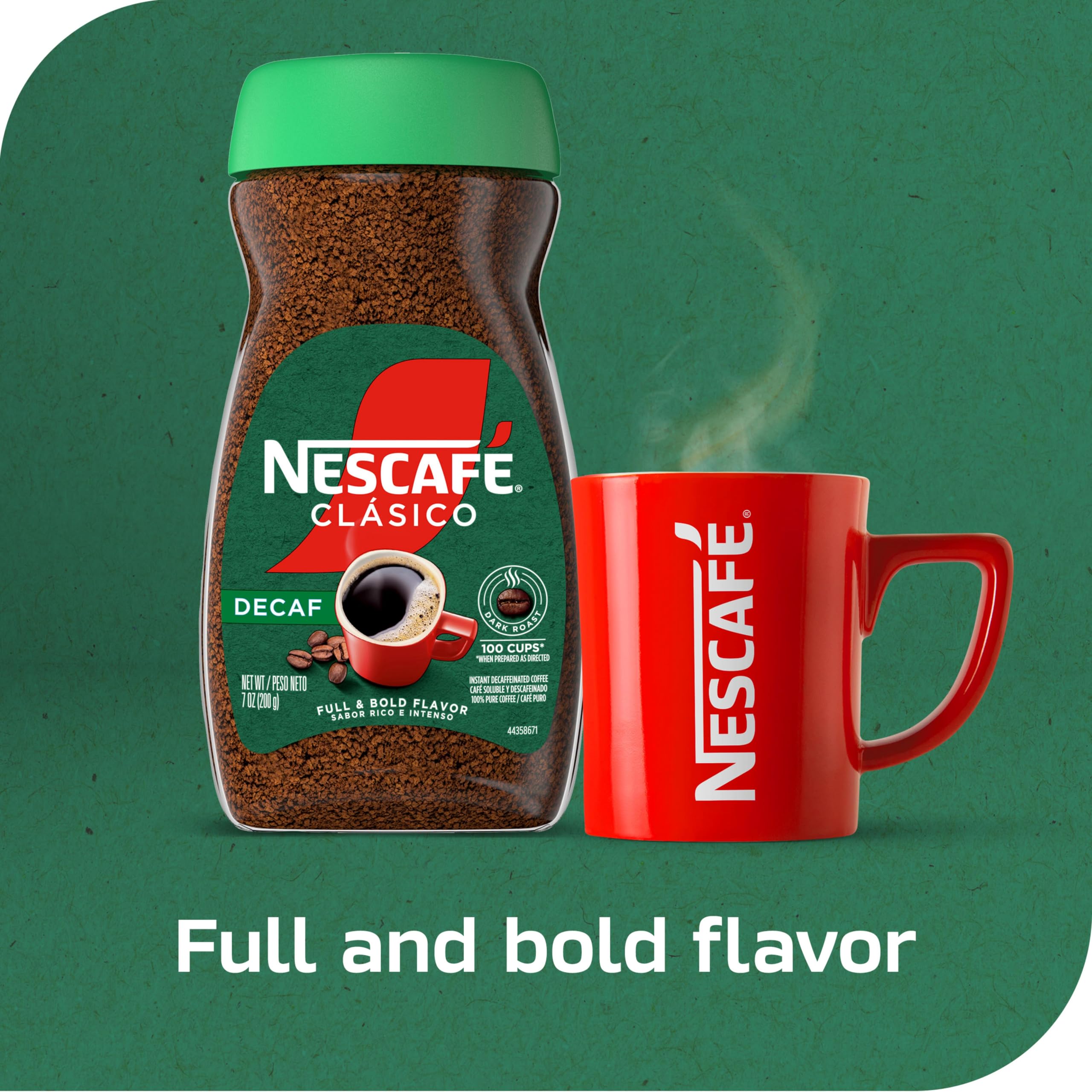 detailed label shot of NESCAFÉ Clasico Decaf emphasizing quality beans
