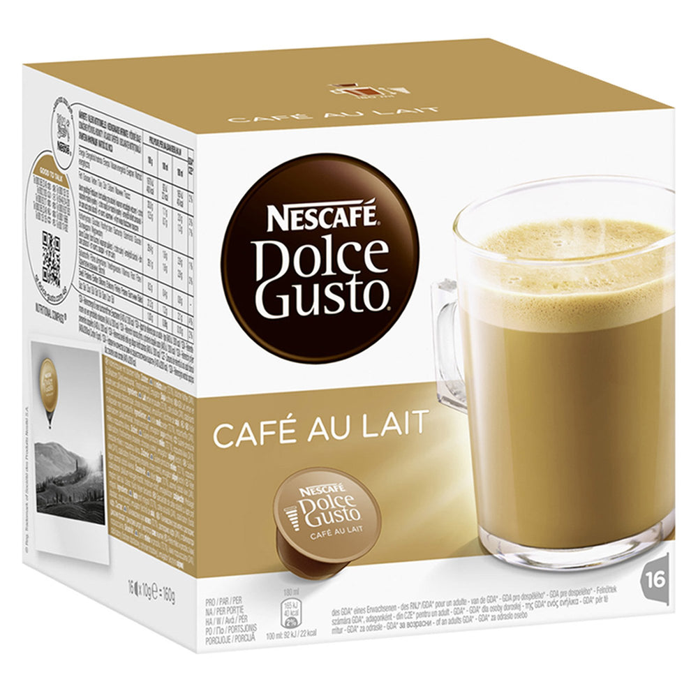 Nescafé Dolce Gusto Au Lait cup in hand showing smooth, milky finish