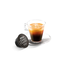 Nescafé Dolce Gusto pack beside a cup to show size and portion benefit