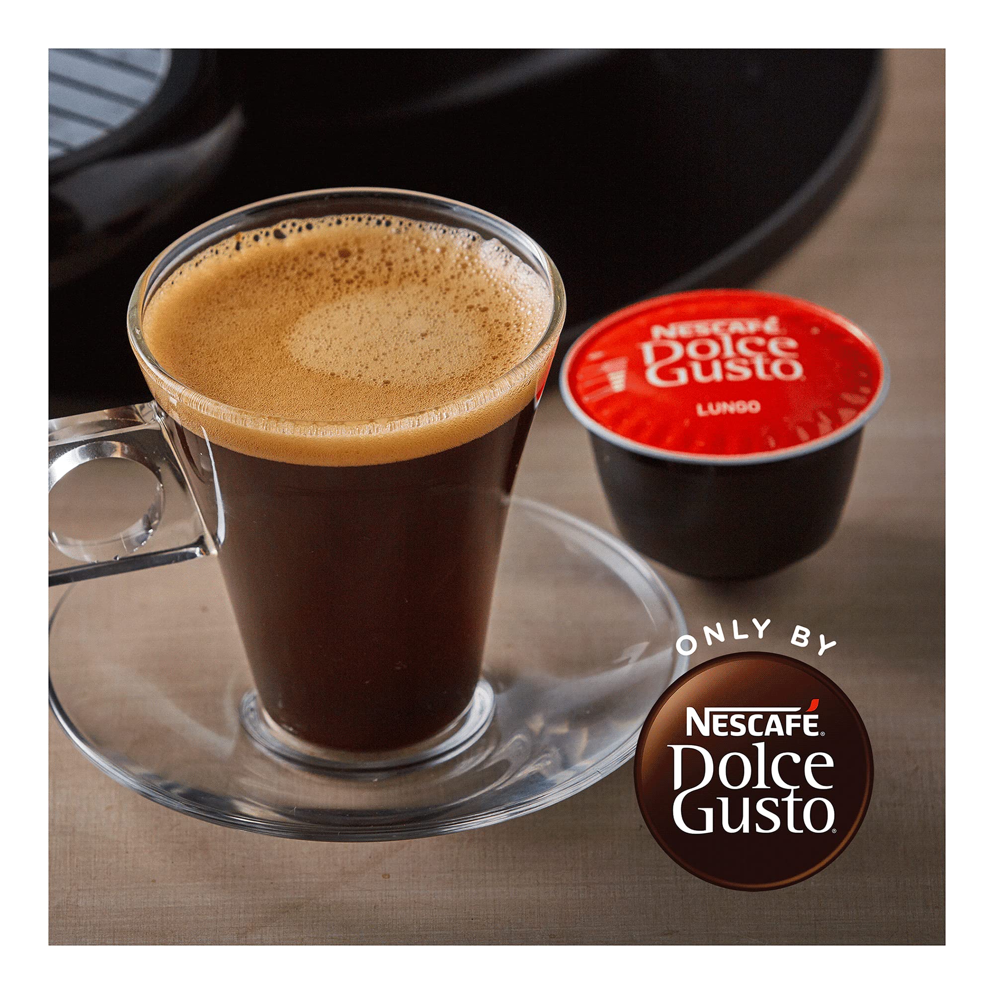 NESCAFÉ Dolce Gusto lungo pouring into cup showing easy preparation and rich colour