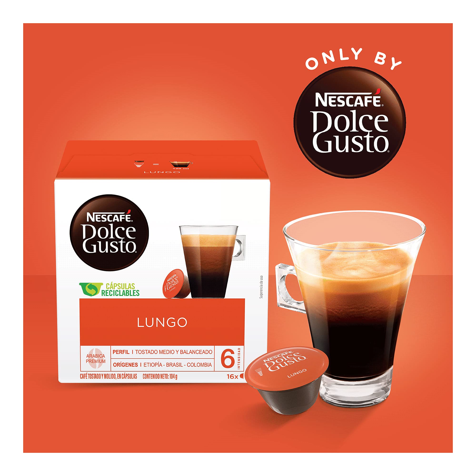 NESCAFÉ Dolce Gusto pack beside a hand showing scale and portion convenience