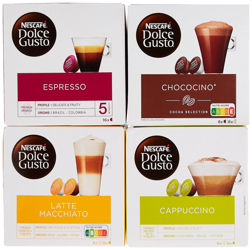 Nescafé Dolce Gusto front box view showing capsules and easy storage benefit