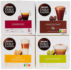 Nescafé Dolce Gusto front box view showing capsules and easy storage benefit