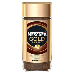 Nescafe Gold Blend jar front view showing label and premium instant coffee