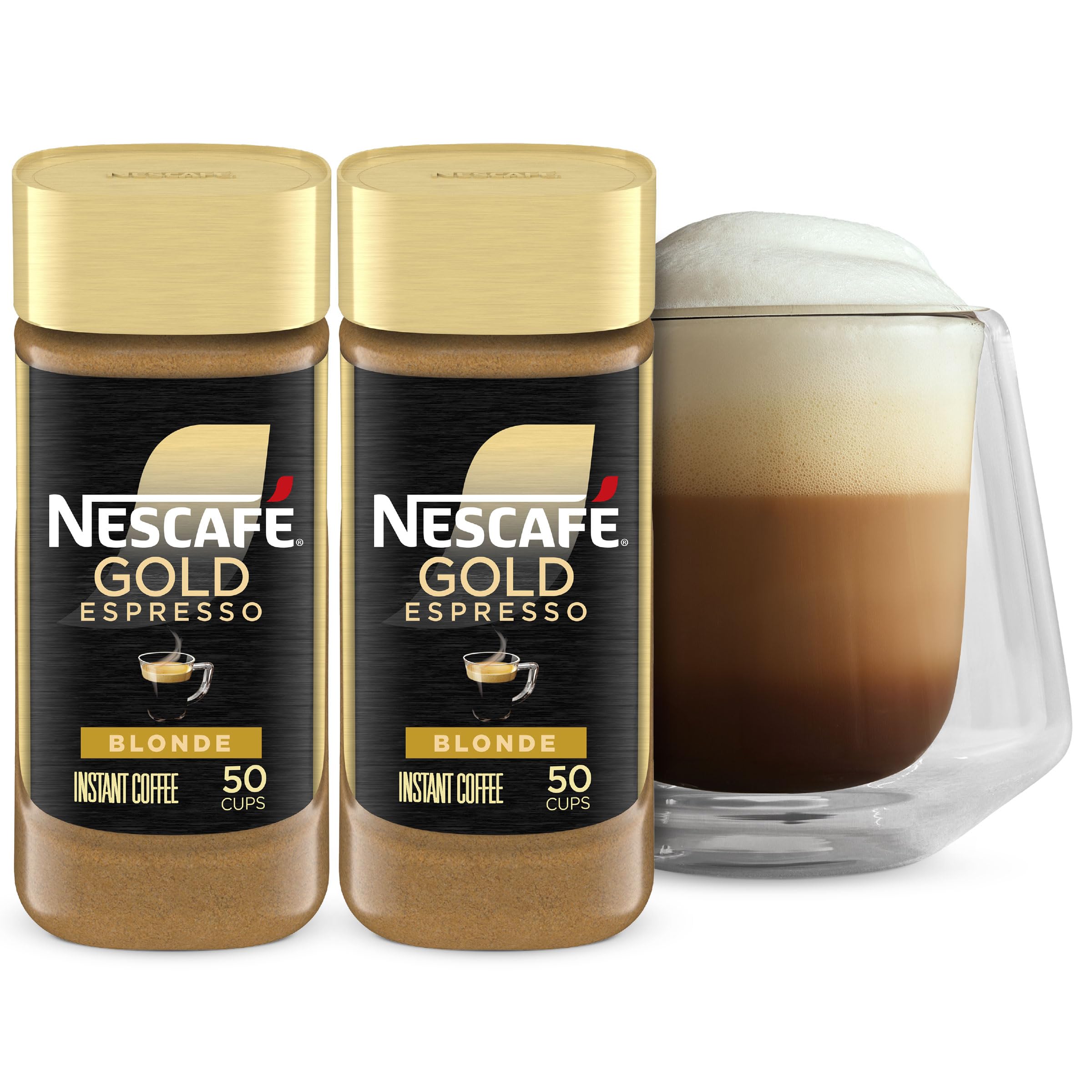 NESCAFÉ Gold Espresso Blonde front packaging showing jar and label, highlights premium instant espresso