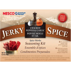 NESCO front pack showing cracked pepper and garlic flavor, clear portion sizes benefit