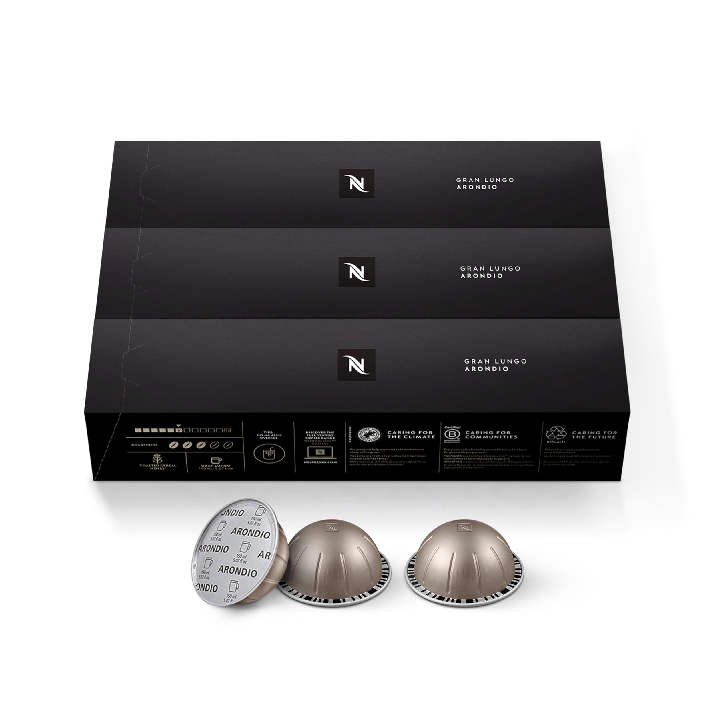Nespresso Arondio capsule close-up highlighting aluminum freshness