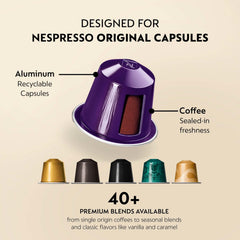Steamed milk and foam beside Nespresso Buenos Aires cup to enhance sweetness