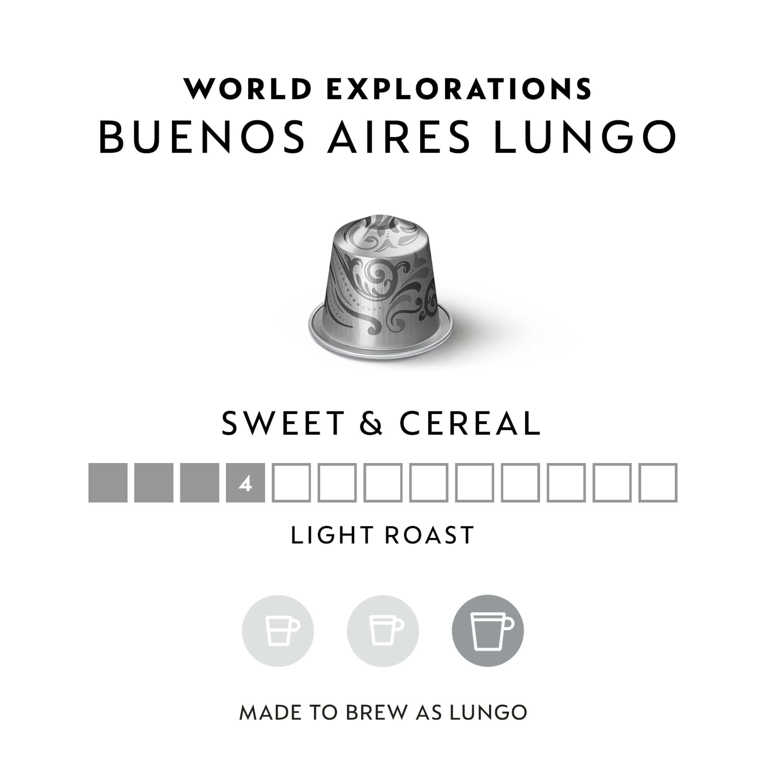 Close-up of a Nespresso Buenos Aires capsule highlighting roast detail