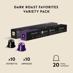 Line of Nespresso capsules top view displaying clear portioning and easy use