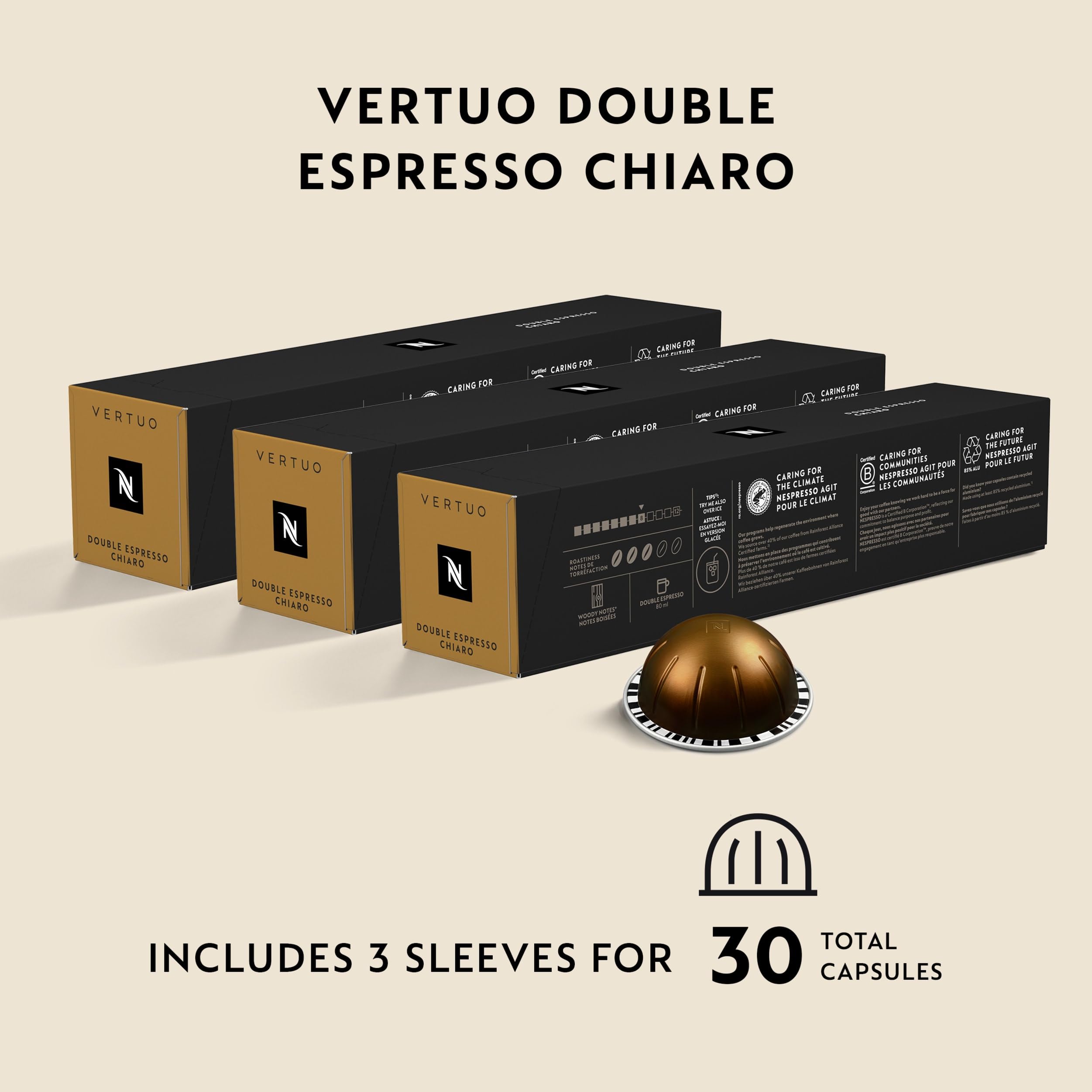 Nespresso double espresso poured in cup showing rich crema and aromatic appeal for fuller flavor