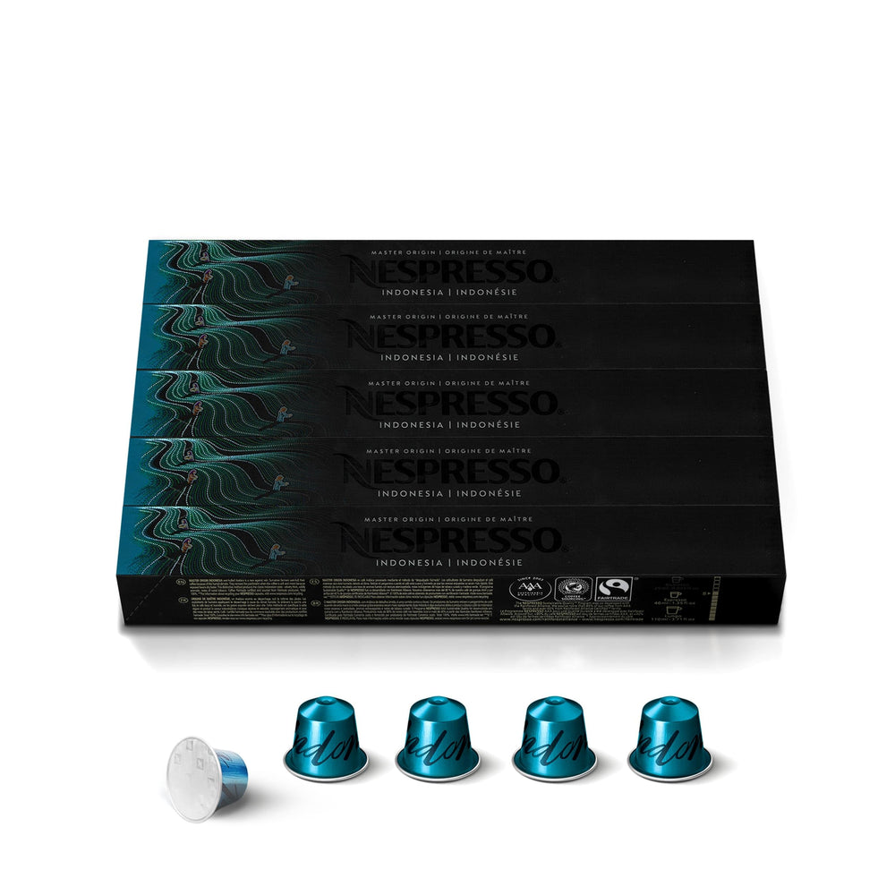 Nespresso Indonesia front packaging showing 50-count pack and product branding benefit freshness