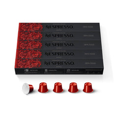 Nespresso Ispirazione Napoli front packaging showing 50 capsules and intensity