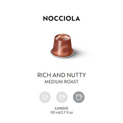 Nespresso Nocciola single capsule close-up highlighting capsule finish and convenience