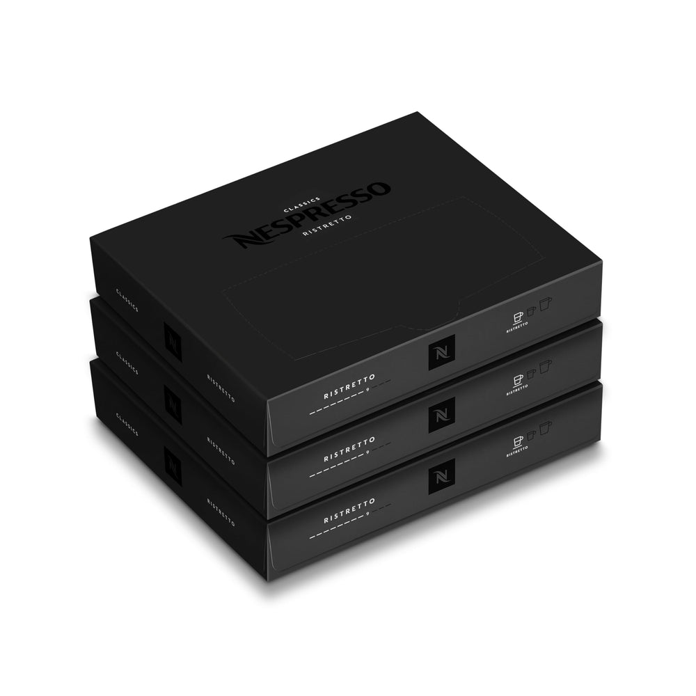 Nespresso Ristretto front packaging showing bundle and capsules for reliable stock