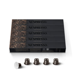 Nespresso Roma front packaging showing 50-count and branding benefit freshness