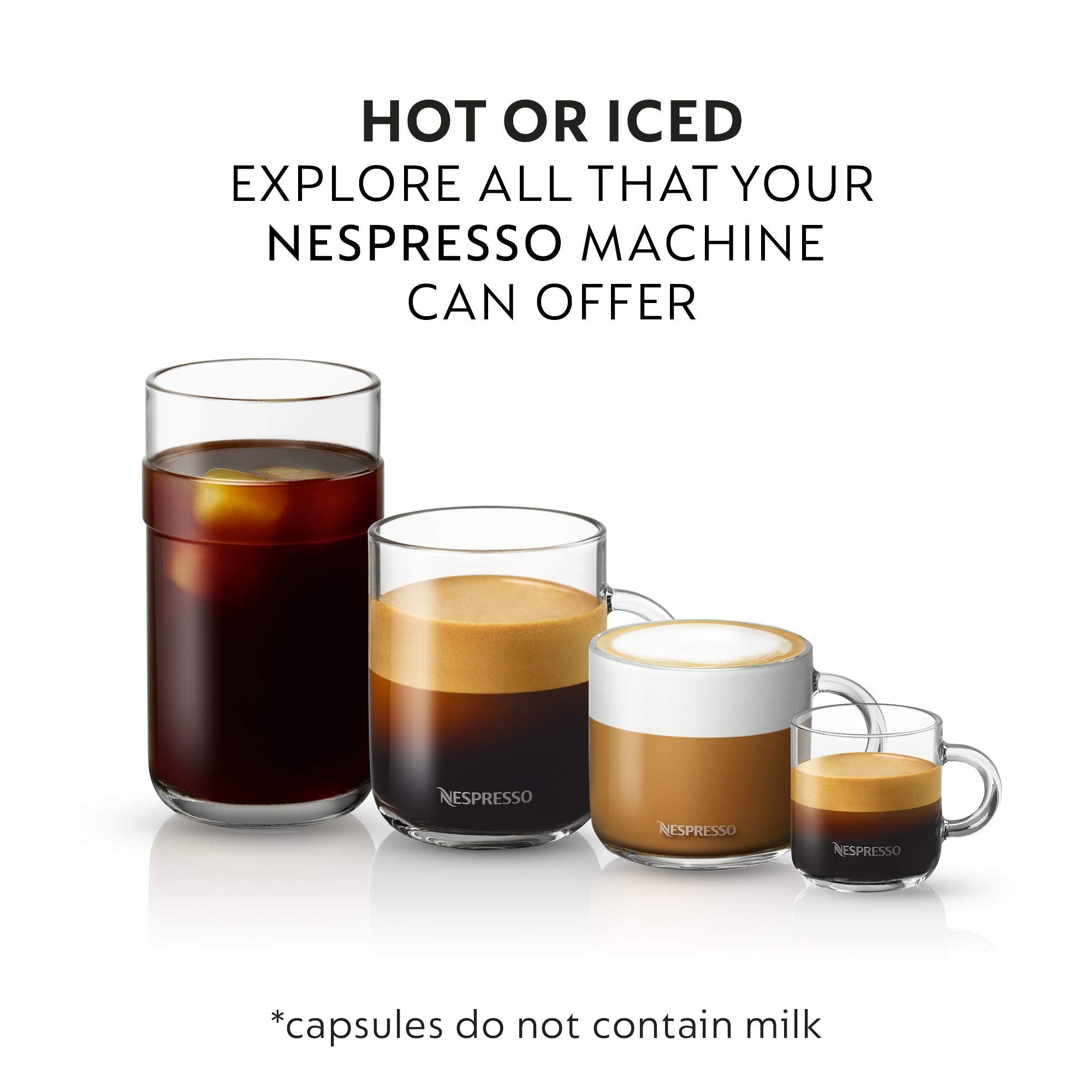 Hand holding Nespresso capsules for Vertuo showing actual size and portability