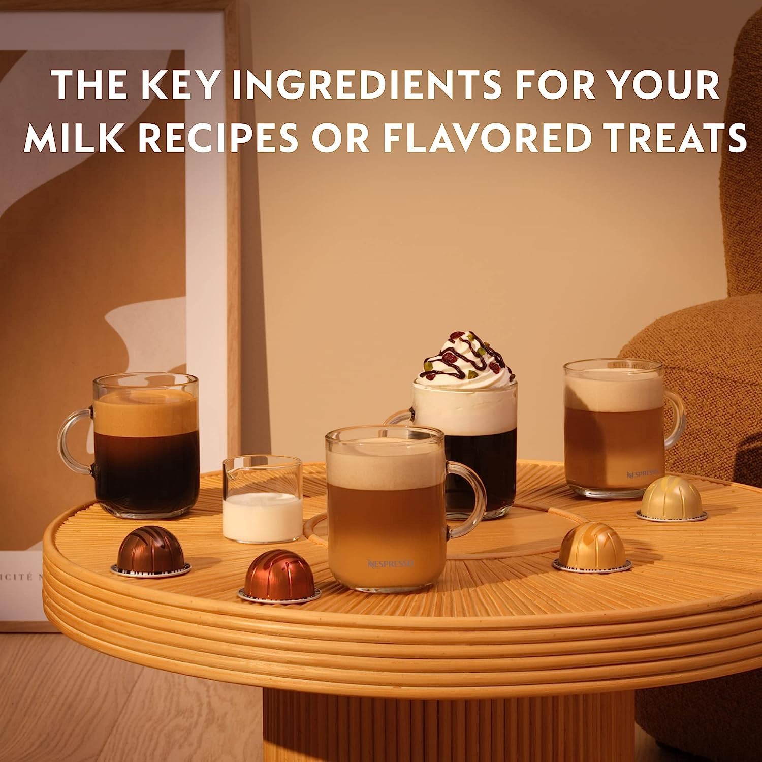 Nespresso Vertuo label and ingredients panel emphasising bean origins