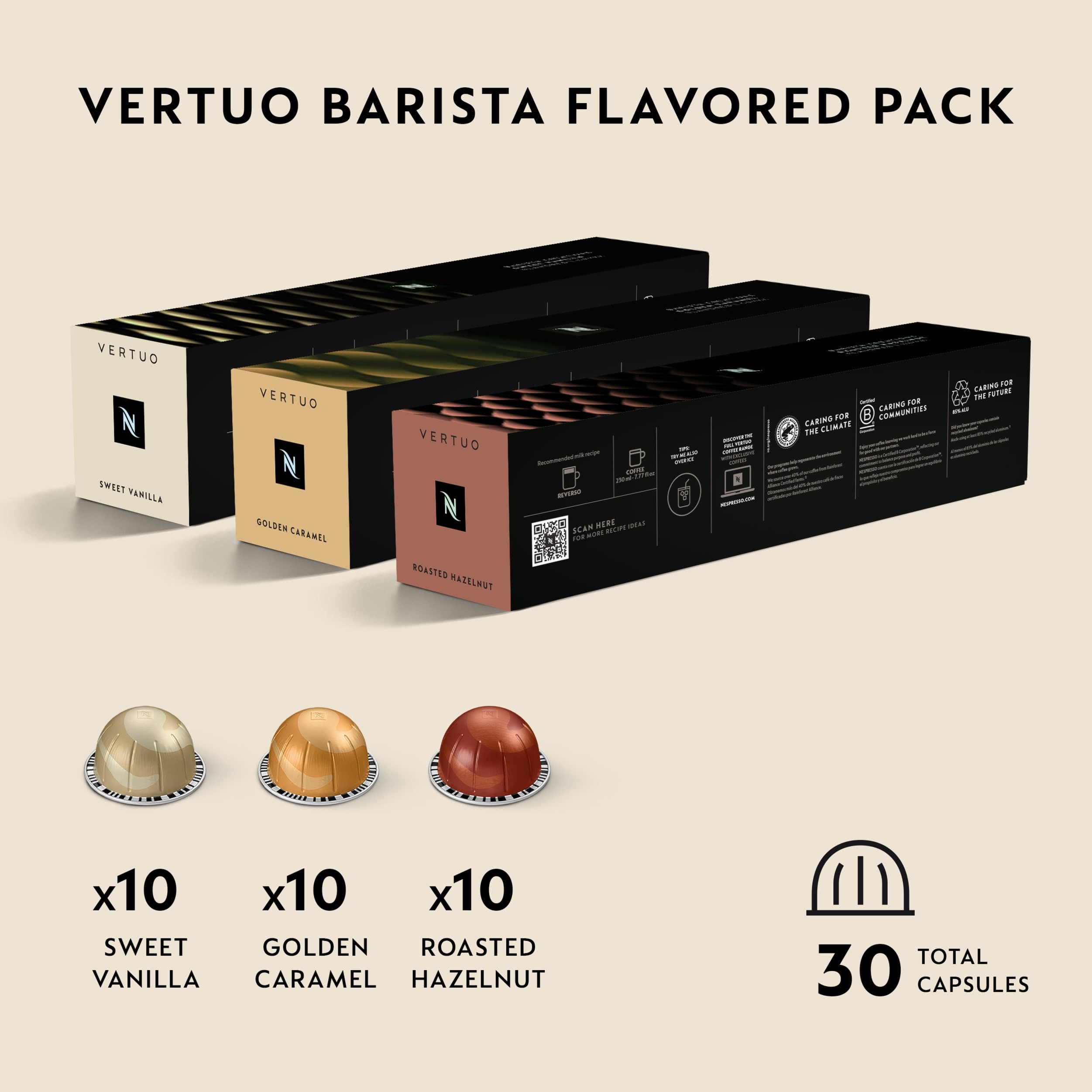 Nespresso roasted hazelnut capsule detail showing texture and nutty flavor benefit