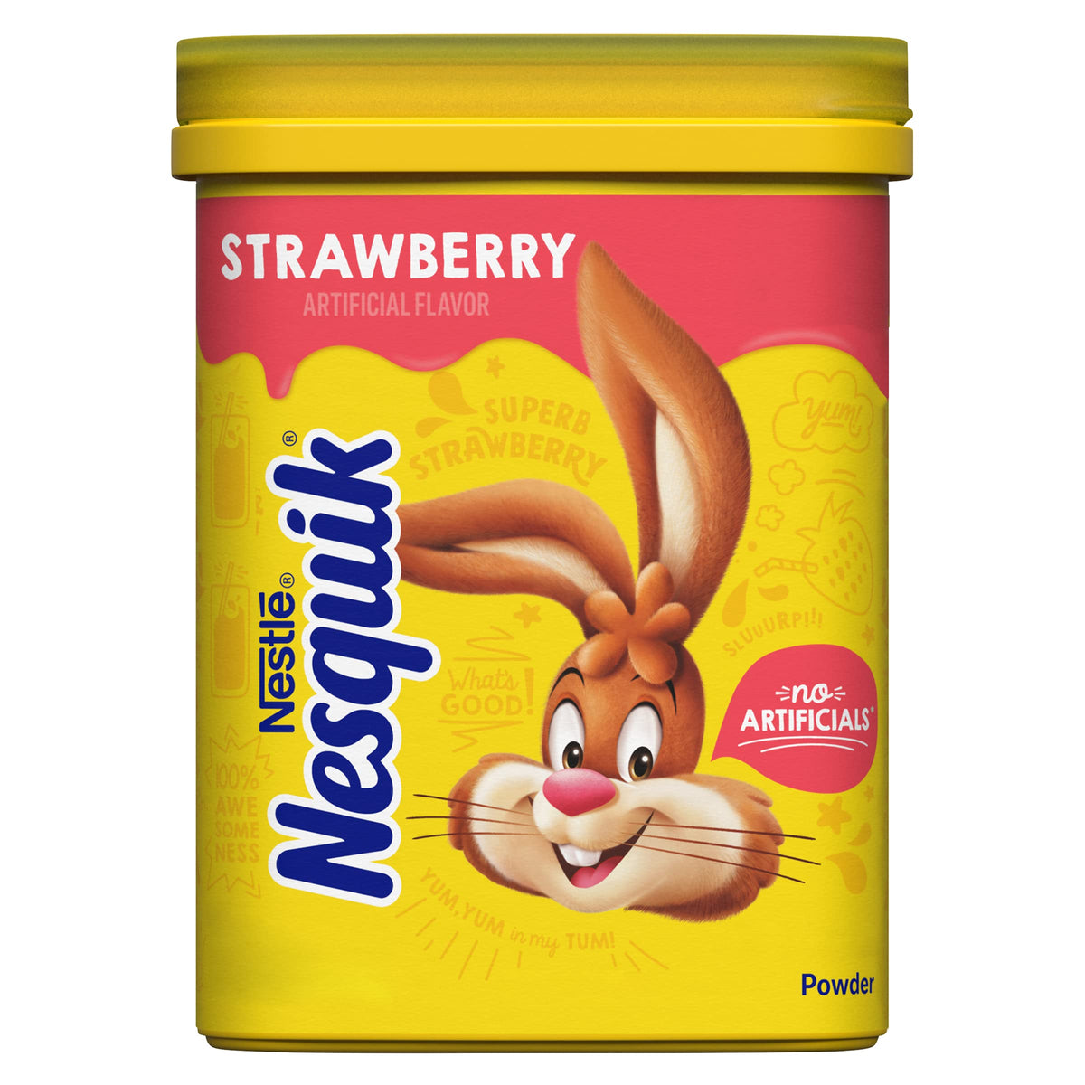 NESQUIK front packaging showing canister and brand for quick identification and convenience