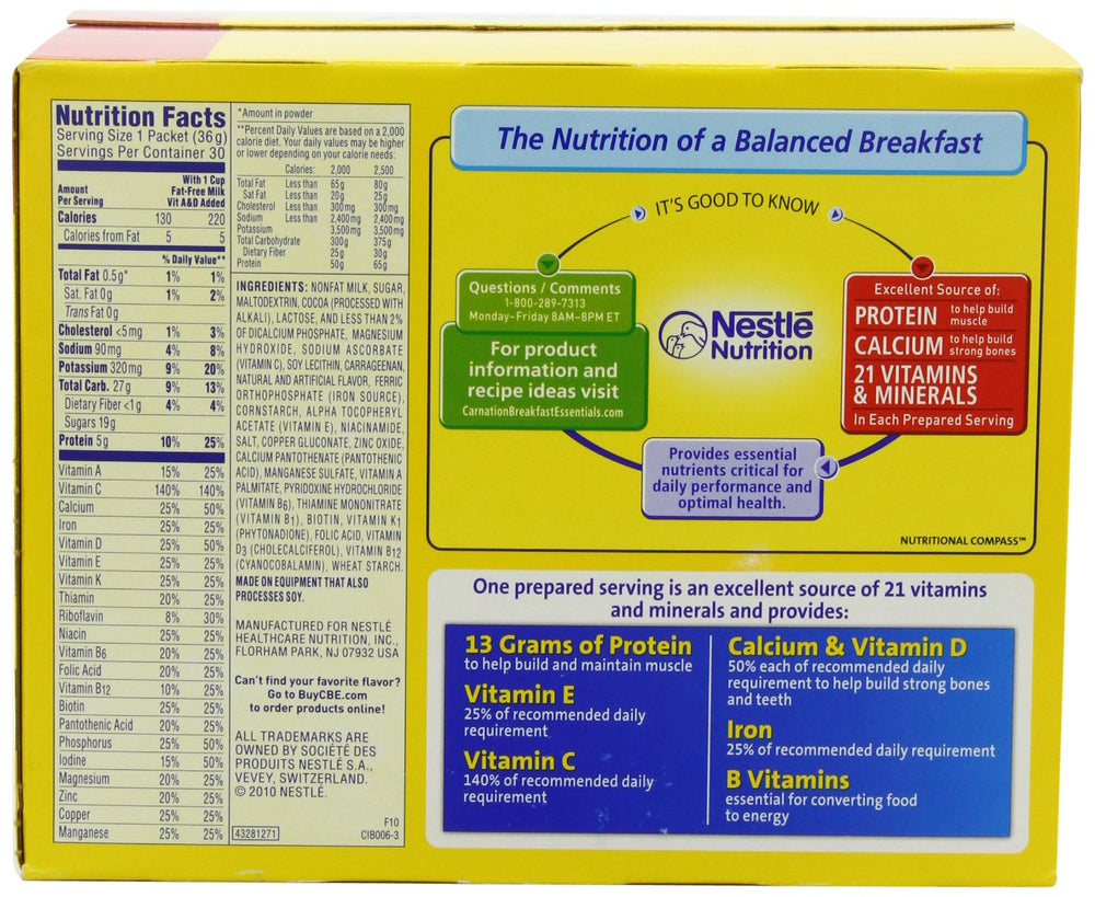 Nestle Carnation packet close-up displaying 1.26 oz packet and easy-tear seal benefit