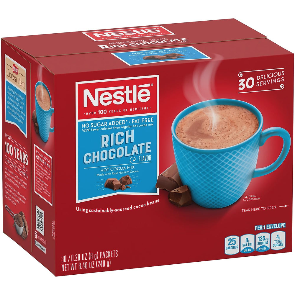 Nestle cocoa packet close-up showing powder texture and true chocolate appeal