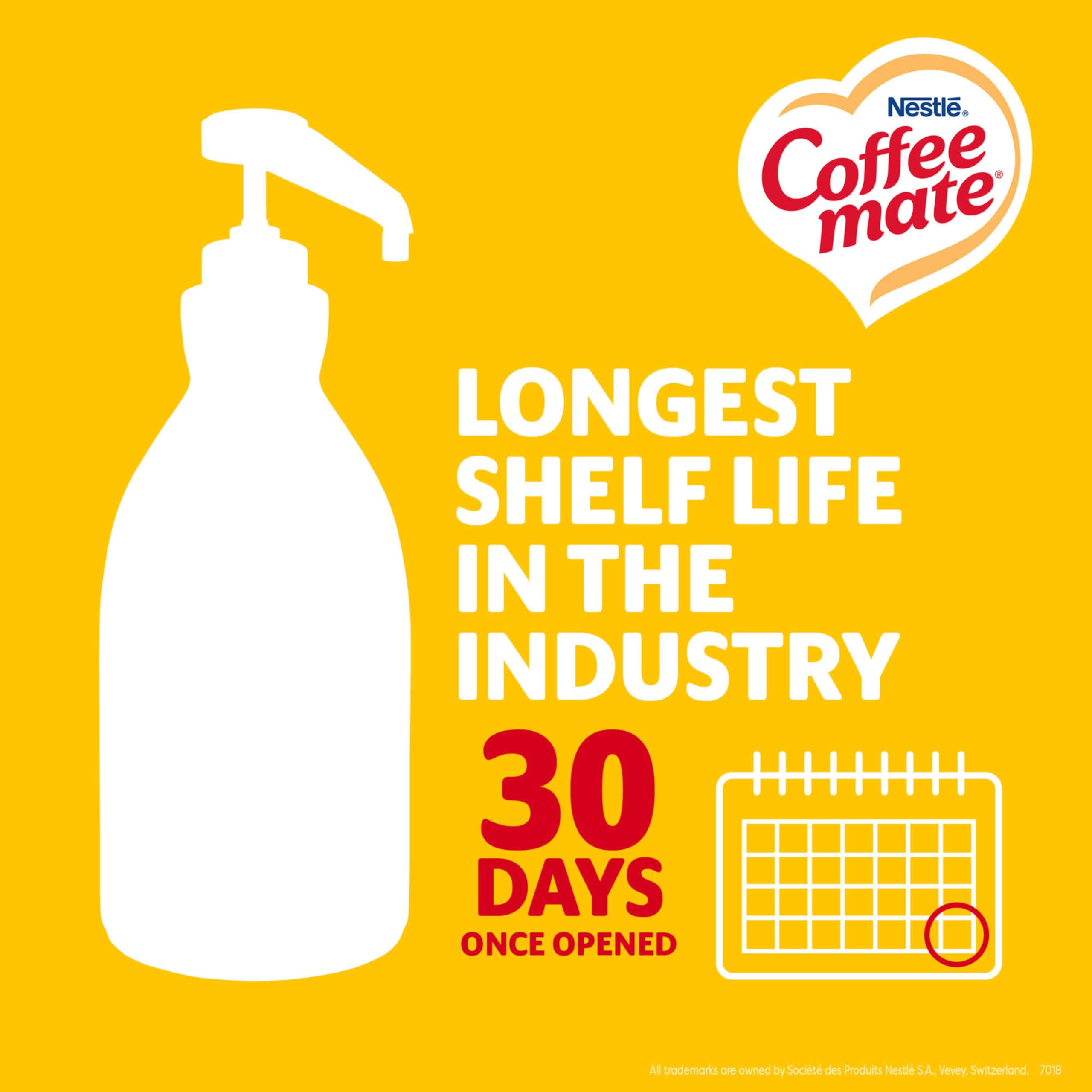 Nestle Coffee mate label close-up displaying Kosher Dairy and nutritional highlights