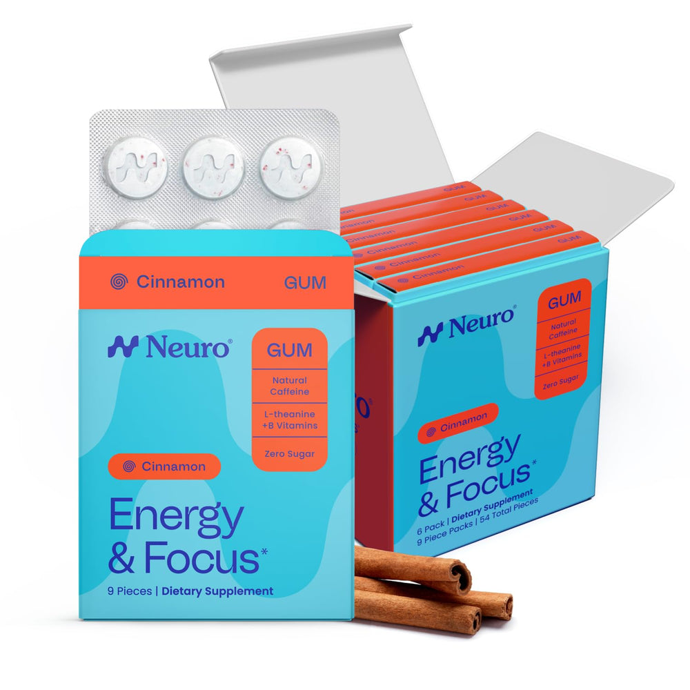 Neuro gum front packaging cinnamon showing 54-count and benefits
