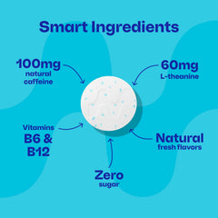 Neuro gum label nutrition close-up showing caffeine and L-theanine amounts