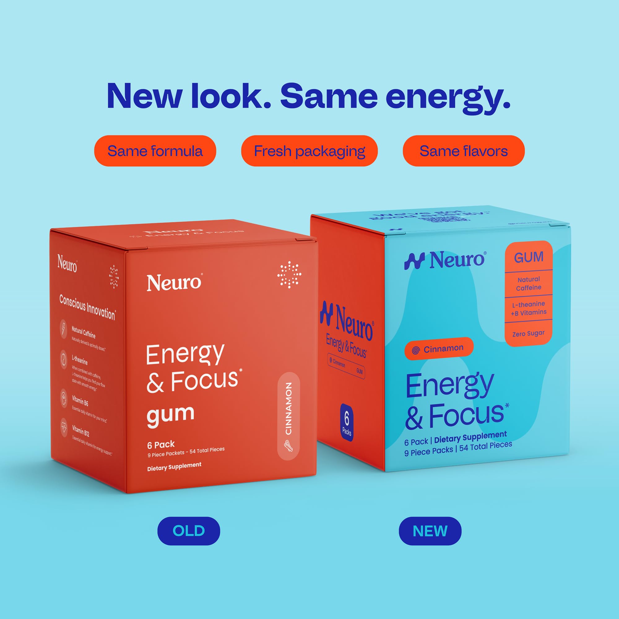 Neuro gum open pack with cinnamon pieces visible for quick dosing