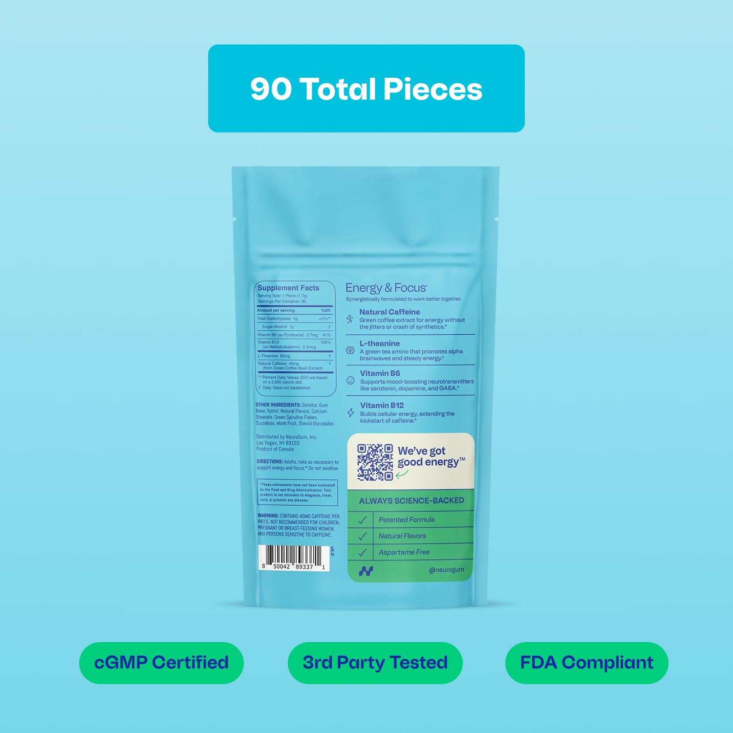 Neuro spearmint 90-count box on store shelf for long-lasting supply
