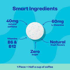 Neuro spearmint ingredients label close-up showing caffeine and L-theanine