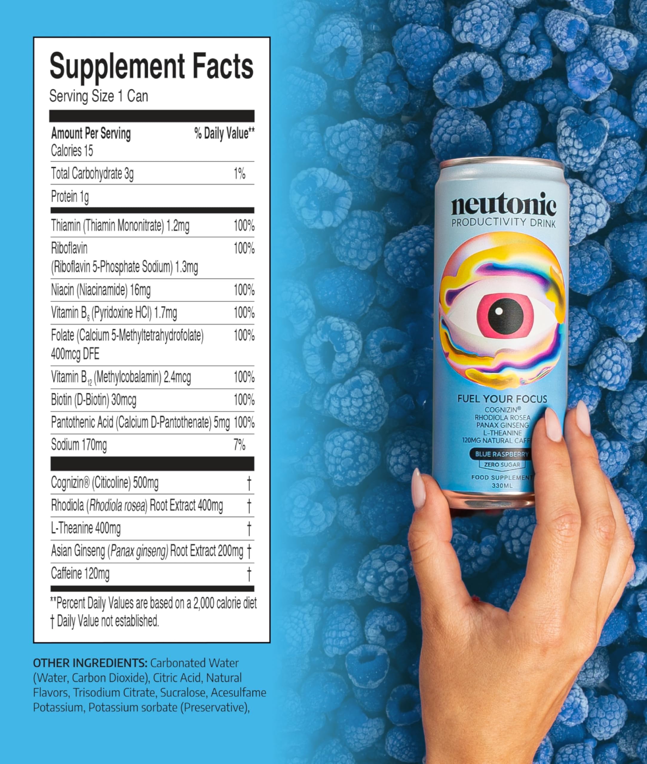 Neutonic can beside laptop illustrating focus boost for work sessions