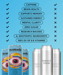 Neutonic open can with fizzy bubbles for refreshing sustained energy